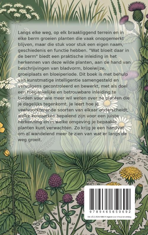 Achterkant van Wat bloeit daar in de berm