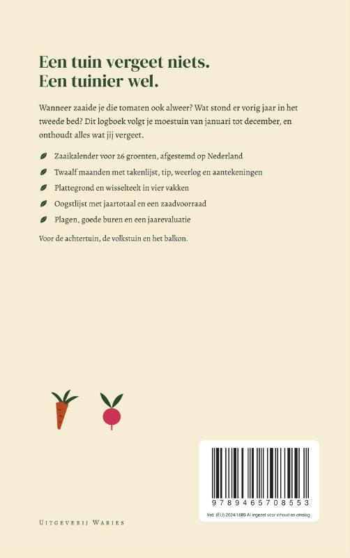 Achterkant van Moestuin-logboek
