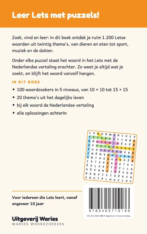 Achterkant van Woordzoeker Lets