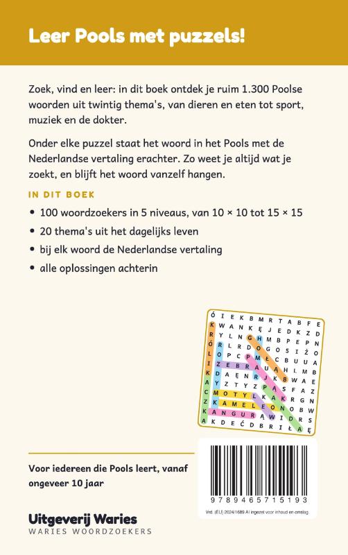 Achterkant van Woordzoeker Pools