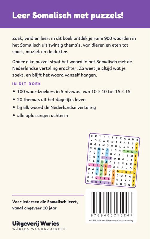 Achterkant van Woordzoeker Somalisch