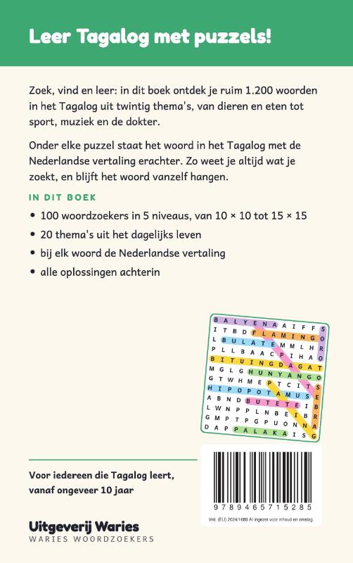 Achterkant van Woordzoeker Tagalog
