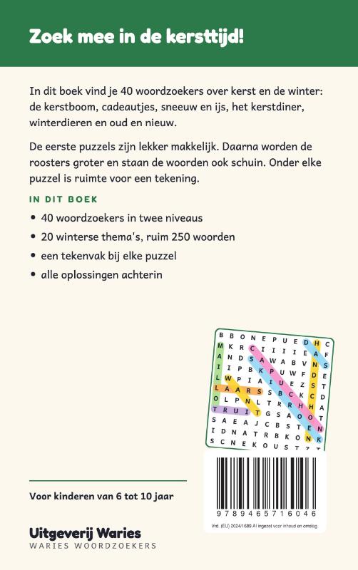 Achterkant van Kerst Woordzoeker