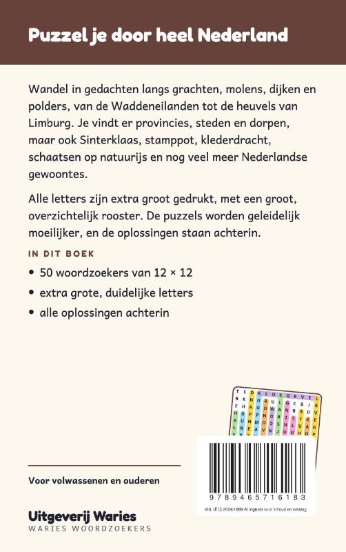 Achterkant van Woordzoeker Nederland Groot Letter