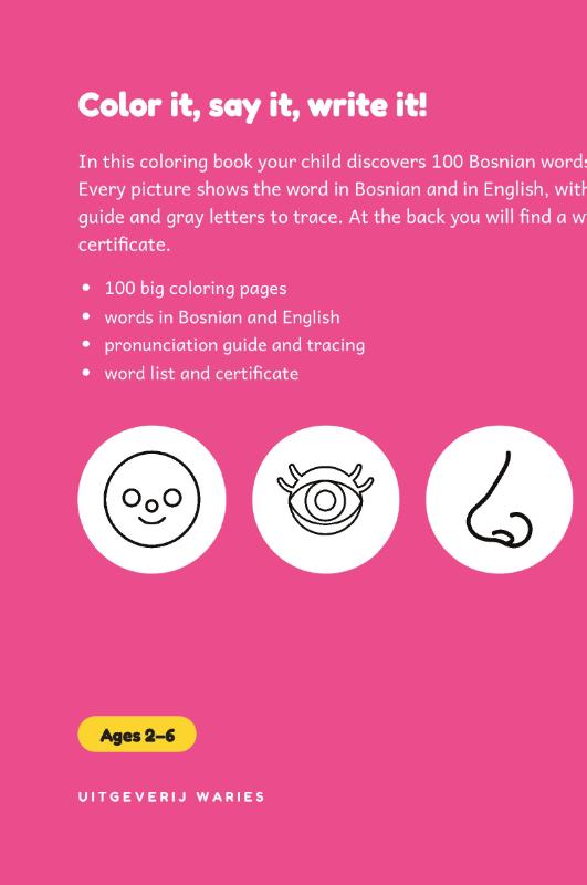 Achterkant van My First 100 Words in Bosnian – My Body