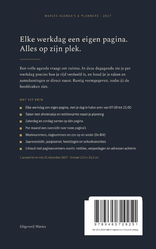 Achterkant van Dagagenda 2027