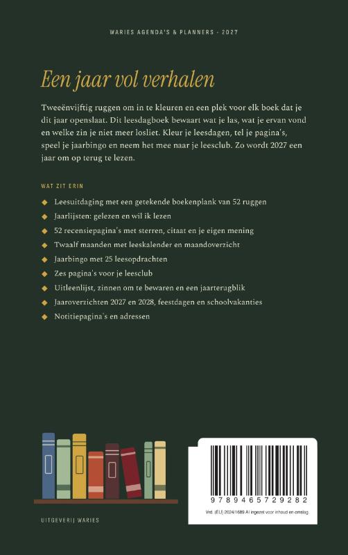 Achterkant van Leesdagboek 2027