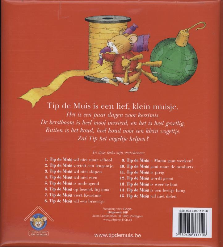 Achterkant van Tip de Muis viert Kerstmis