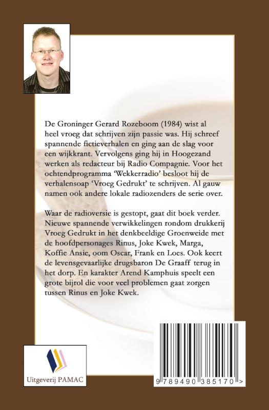Achterkant van Vroeg Gedrukt