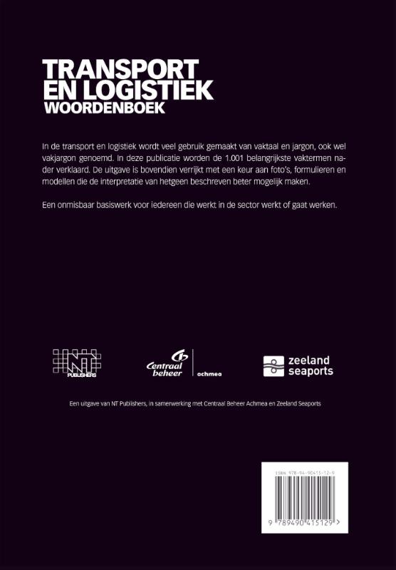 Achterkant van Transport en logistiek woordenboek