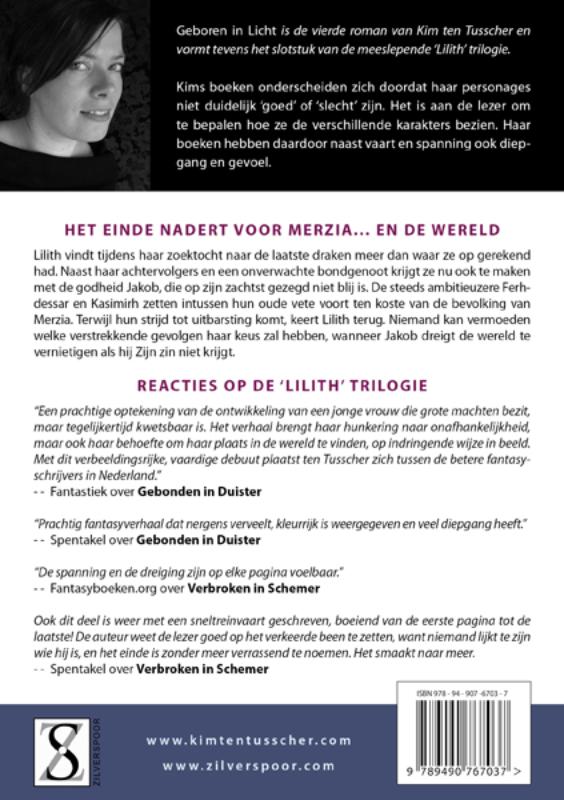 Achterkant van Geboren in licht