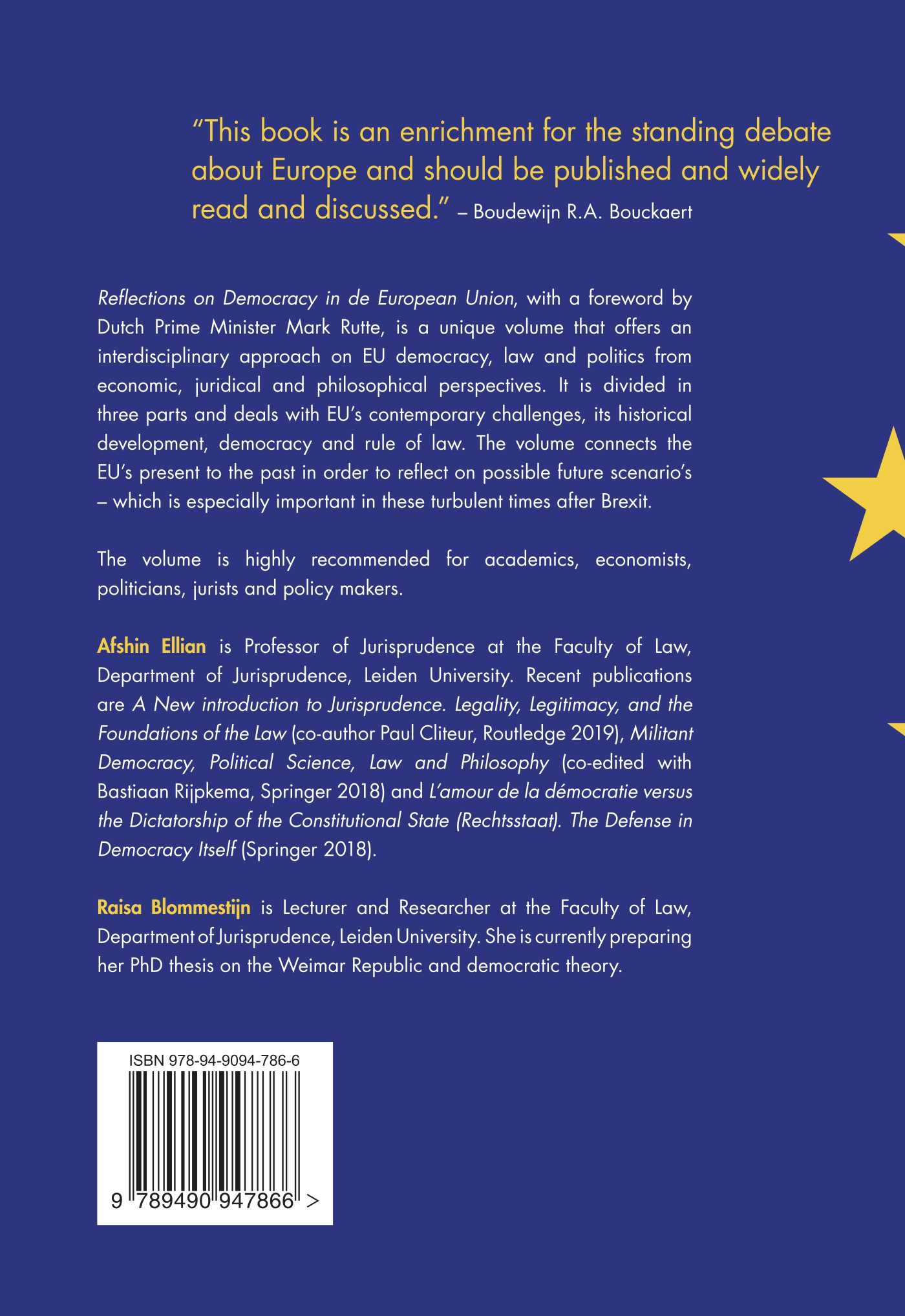 Achterkant van Reflections on Democracy in the European Union