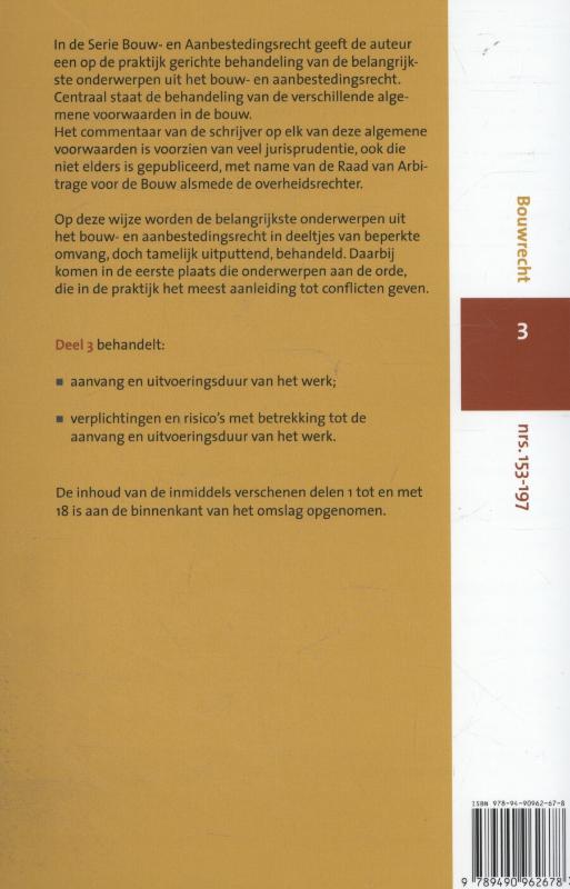 Achterkant van Aanvang en uitvoeringsduur van het werk ; verplichtingen en risico's van aannemer en opdrachtgever