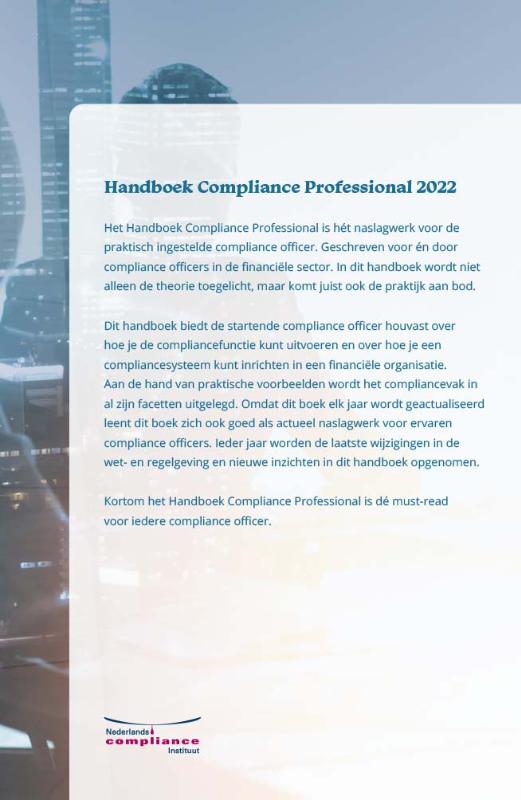 Achterkant van Handboek Compliance Professional 2022