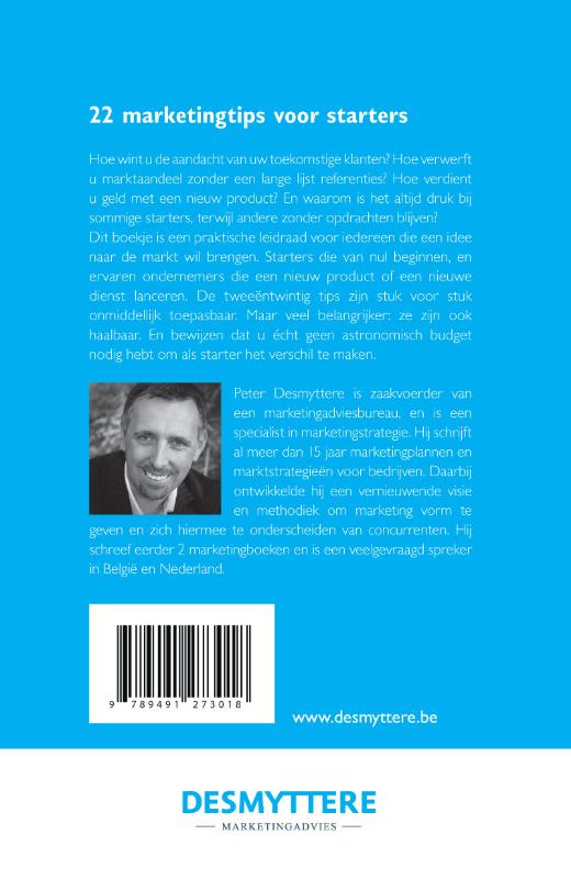 Achterkant van 22 marketingtips voor starters