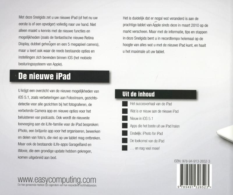 Achterkant van Snelgids de nieuwe iPad