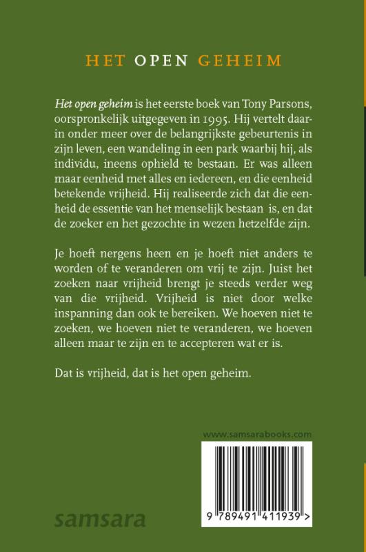 Achterkant van Het open geheim