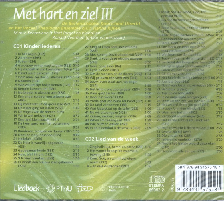 Achterkant van Lied van de week