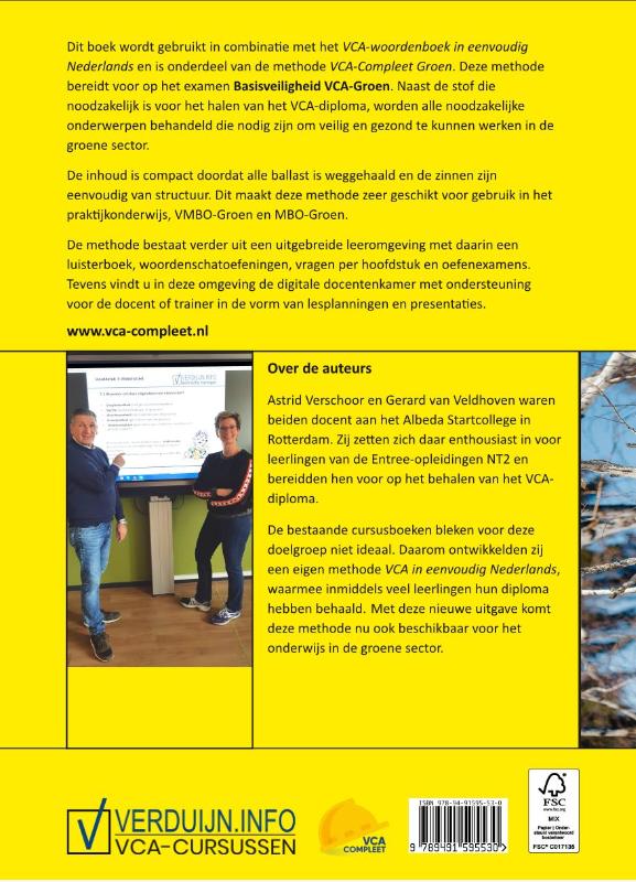 Achterkant van VCA-Compleet GROEN