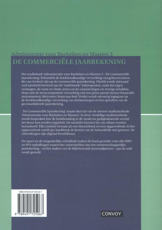 Achterkant van Commerciële jaarrekening theorieboek