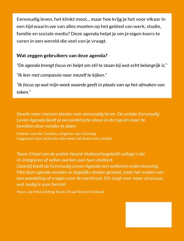 Achterkant van Eenvoudig Leven Agenda 2022