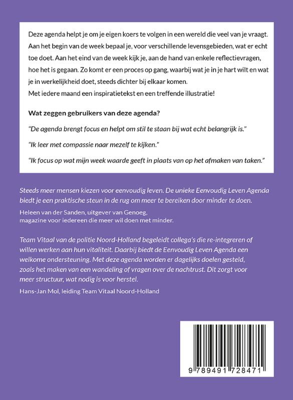 Achterkant van Eenvoudig Leven Agenda 2023