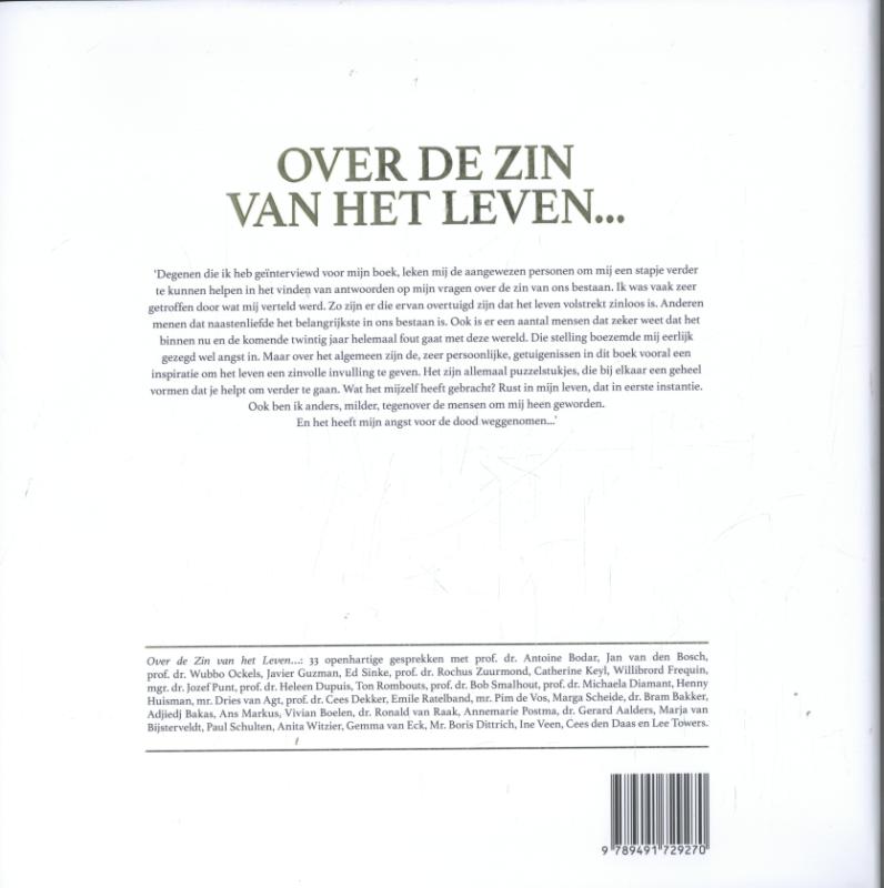 Achterkant van Over de zin van het leven
