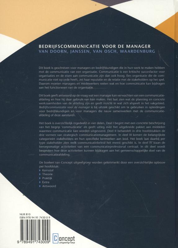 Achterkant van Bedrijfscommunicatie voor de manager