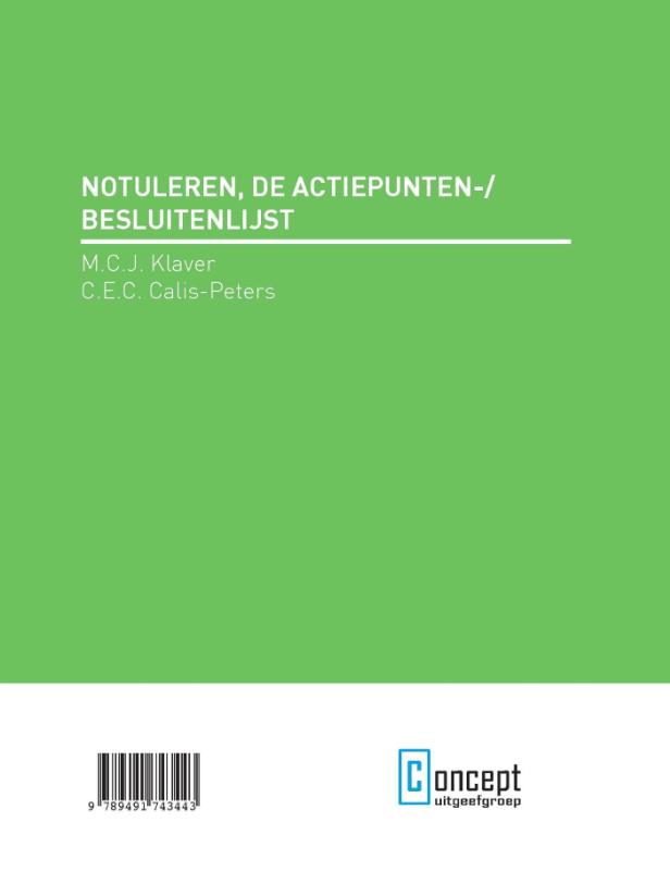 Achterkant van Notuleren, de actiepunten-/besluitenlijst