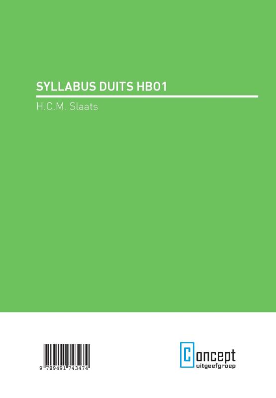 Achterkant van Syllabus Duits HBO 1
