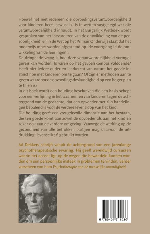Achterkant van Levenselixer voor ouders, opvoeders en andere volwassenen