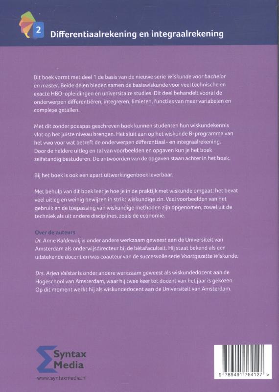 Achterkant van Differentiaalrekening en integraalrekening