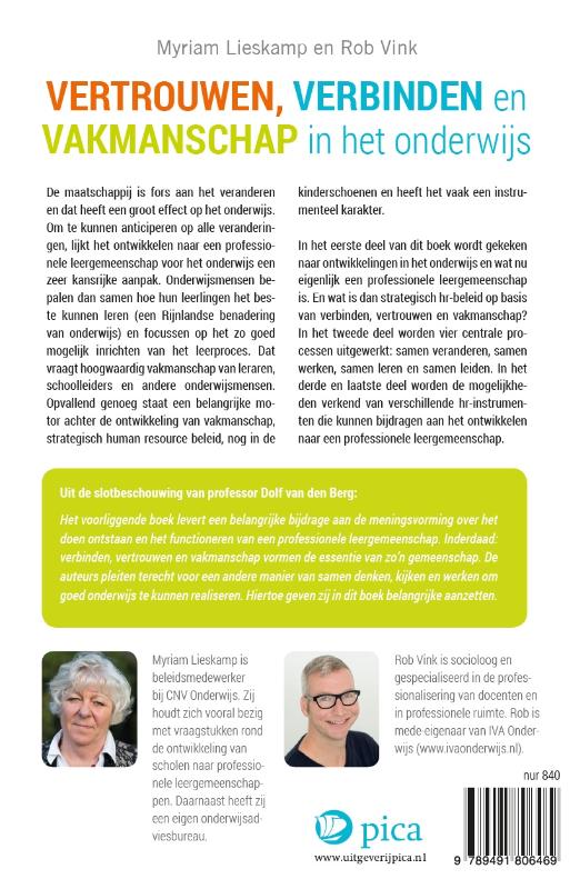 Achterkant van Vertrouwen, verbinden en vakmanschap in het onderwijs