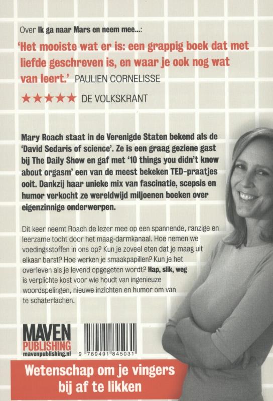 Achterkant van Hap slik weg