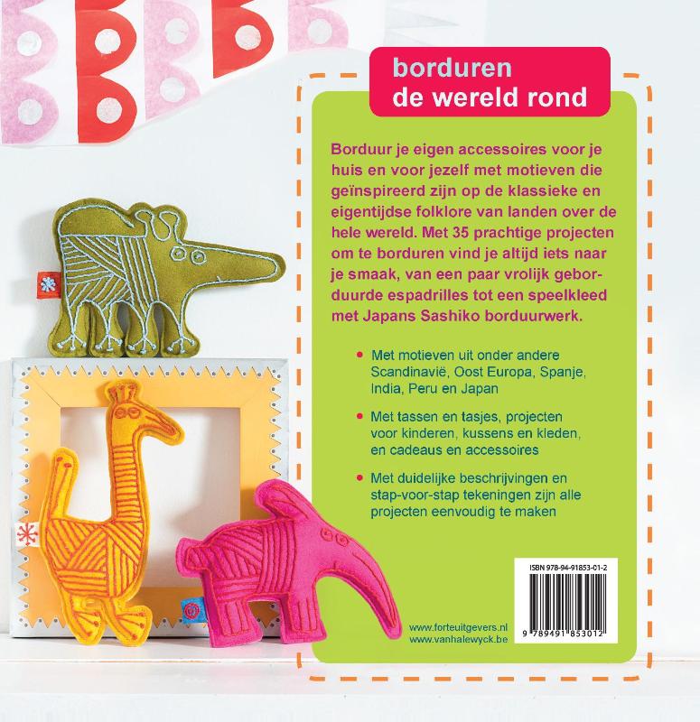 Achterkant van Borduren de wereld rond