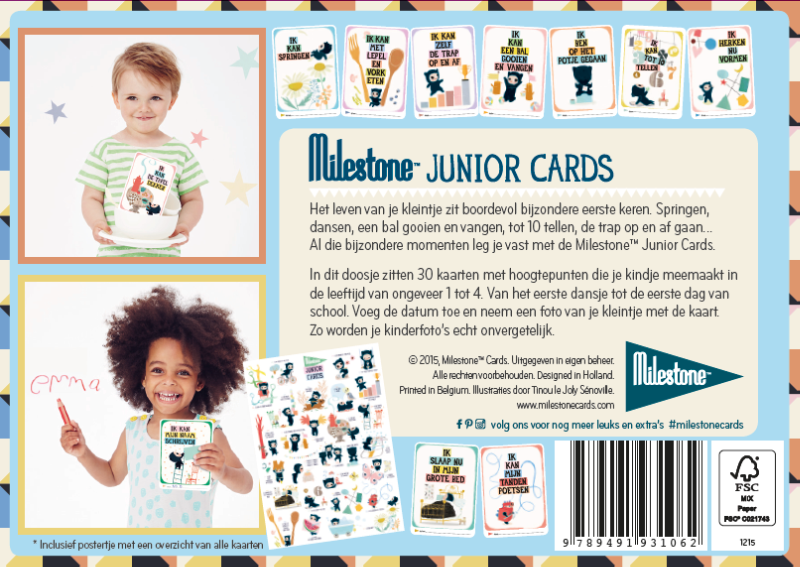 Achterkant van Junior Milestone Cards