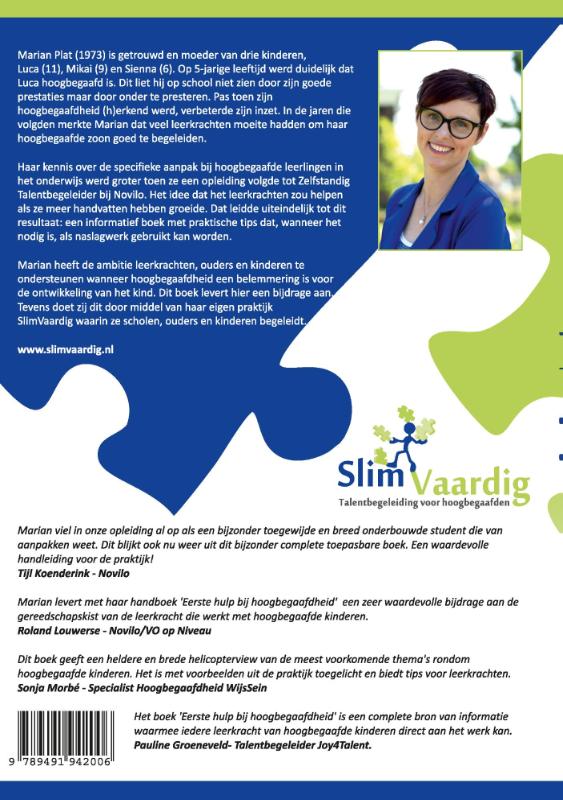 Achterkant van Slim Vaardig Talent begeleiding voor hoogbegaafden