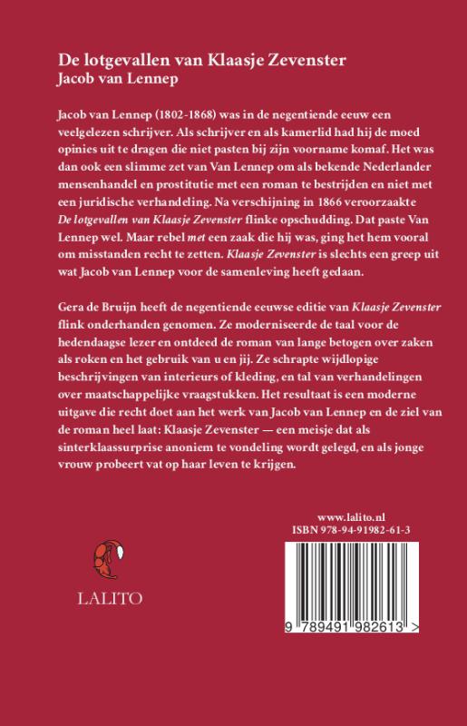Achterkant van De lotgevallen van Klaasje Zevenster