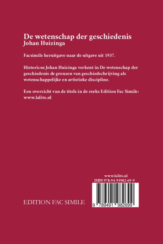 Achterkant van De wetenschap der geschiedenis
