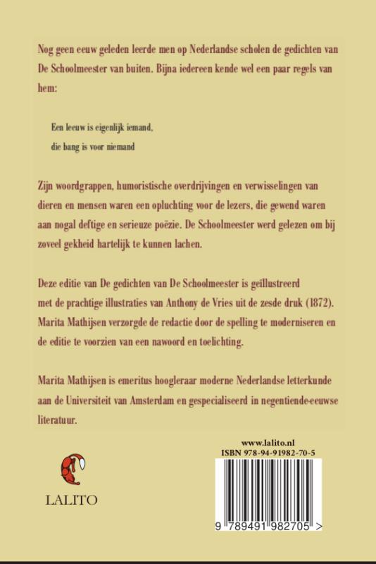 Achterkant van De gedichten van De Schoolmeester