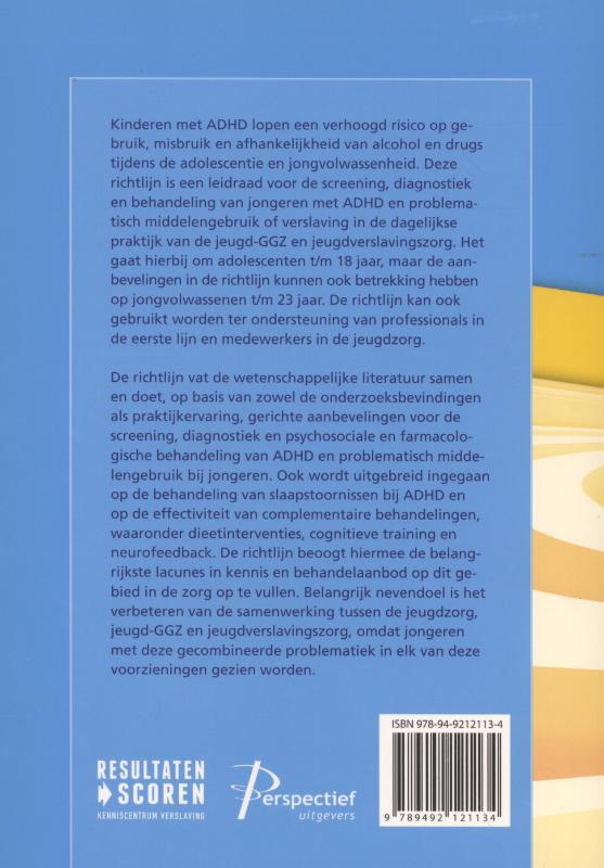 Achterkant van Richtlijn ADHD en middelengebruik bij adolescenten