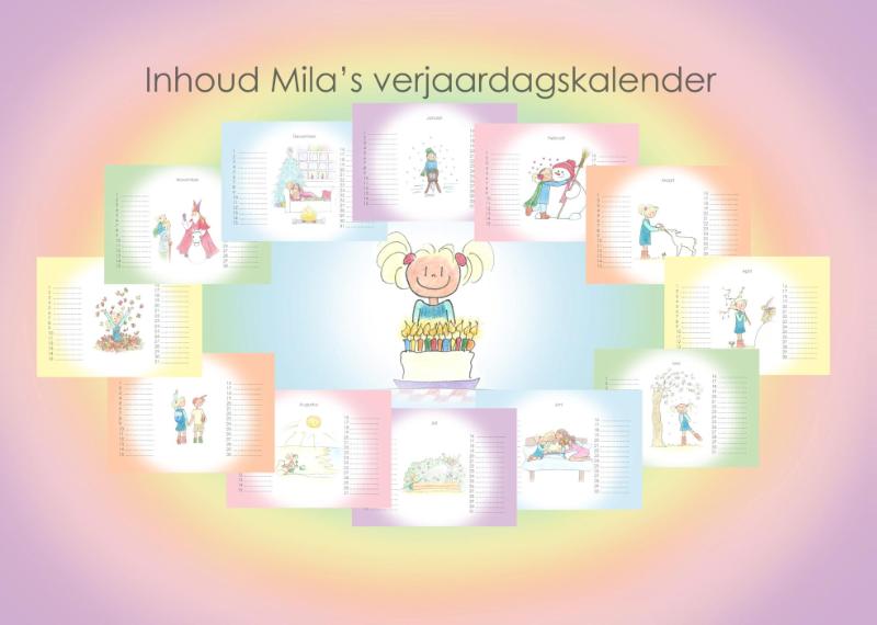 Achterkant van Mila's verjaardagskalender