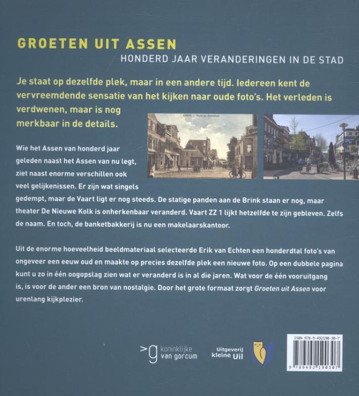 Achterkant van Groeten uit Assen