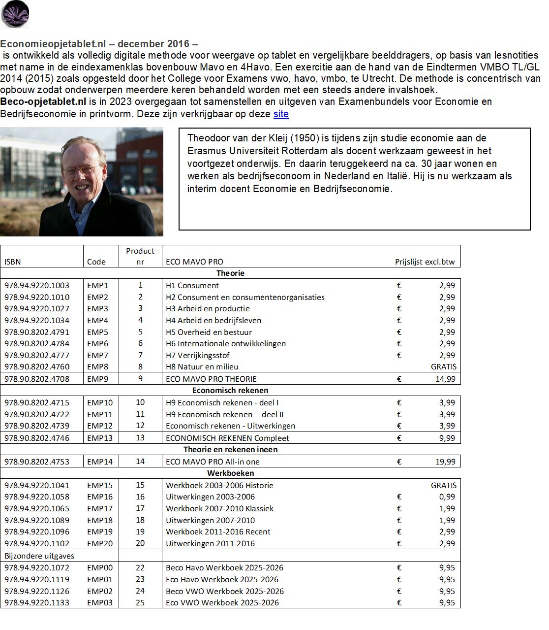 Achterkant van Havo Werkboek Eco 2025-2026