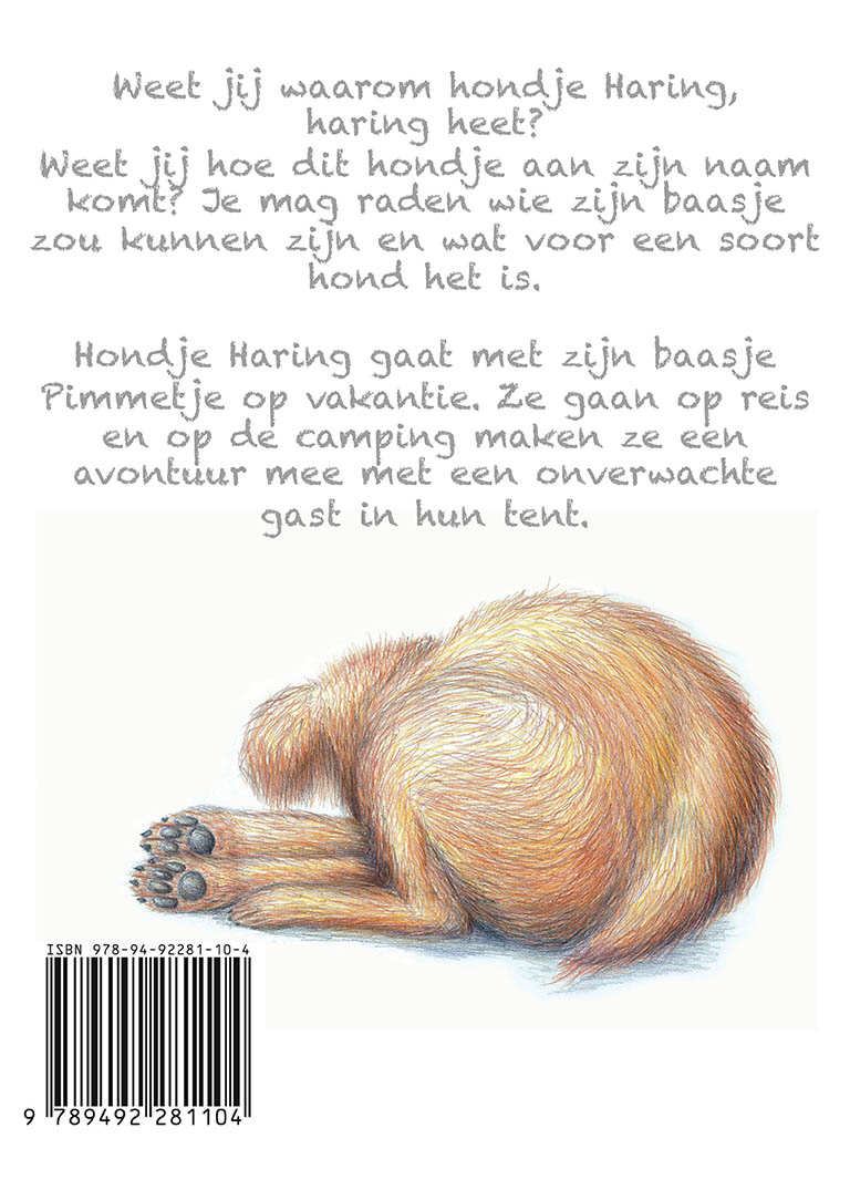 Achterkant van Hondje Haring en Pimmetje gaan op vakantie.