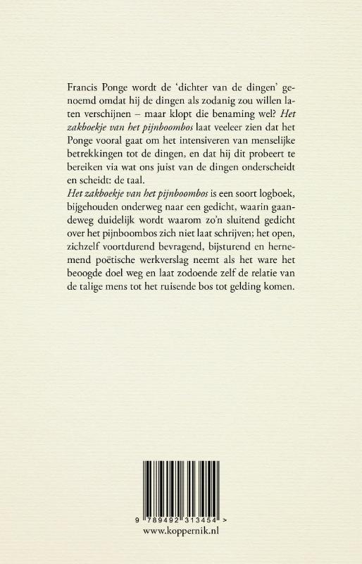 Achterkant van Het zakboekje van het pijnboombos