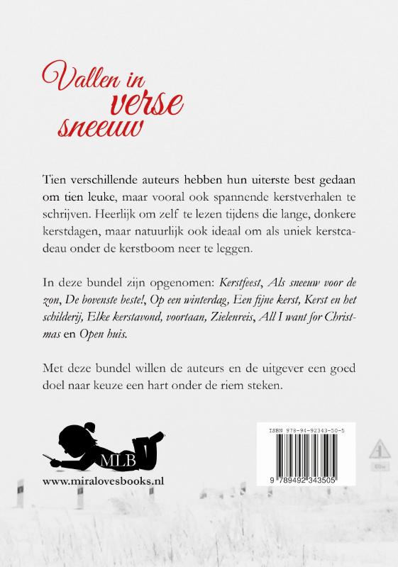 Achterkant van Vallen in verse sneeuw