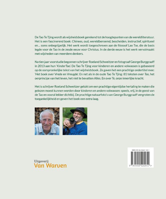 Achterkant van Tao Te Tjing, het boek over vrede en vreugde