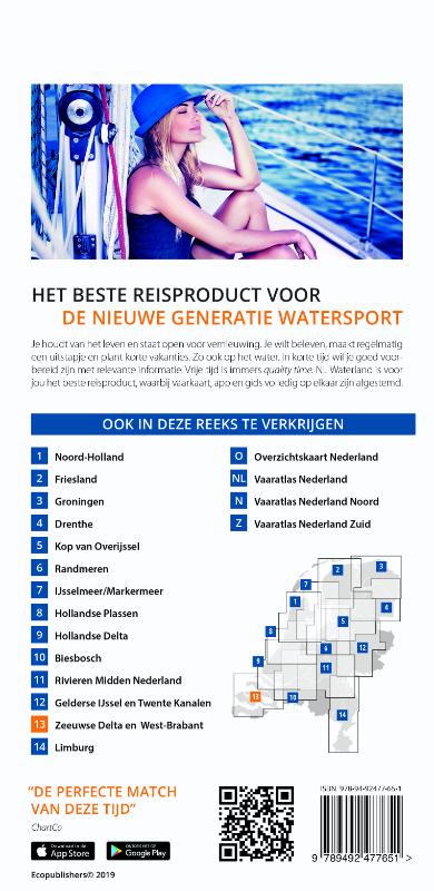 Achterkant van Vaarkaart Zeeuwse Delta en West-Brabant 2019