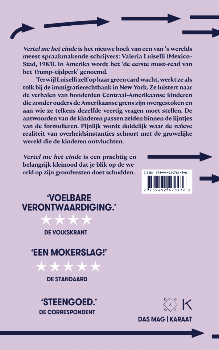 Achterkant van Vertel me het einde